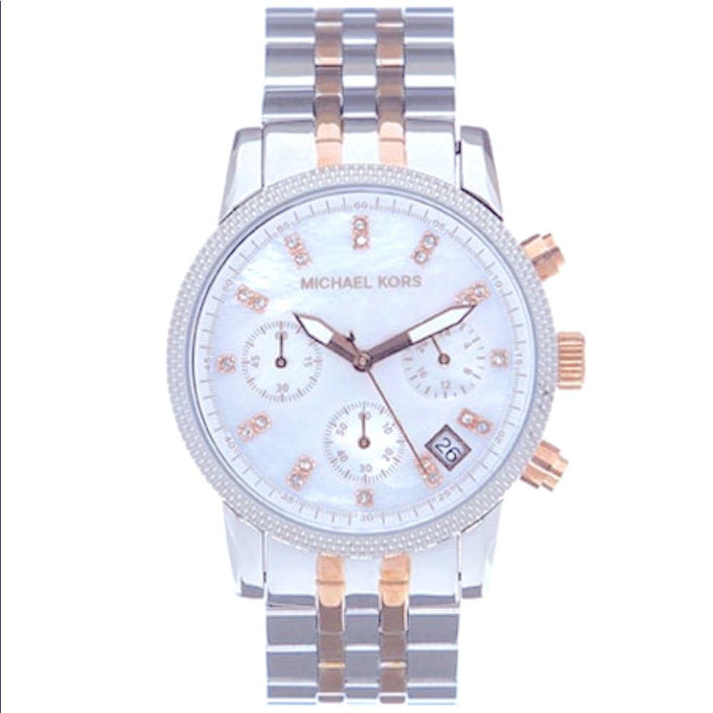 Michael Kors Opal Face Silver & Rose Gold Watch